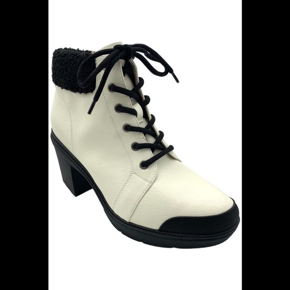 Dr. Scholls Women's For The Love Block Heel Ankle Boot White/Black - Medium - Picture 1 of 3